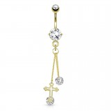Piercing nombril plaqué-or 92 - Pendant croix