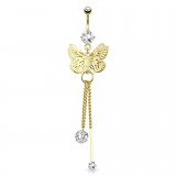 Piercing nombril plaqué-or 93 - Papillon
