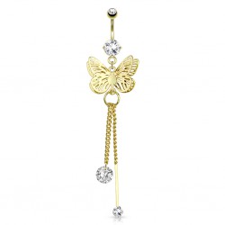 Piercing nombril plaqué-or 93 - Papillon