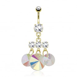 Piercing nombril plaqué-or 94 - Trois cercles aurora