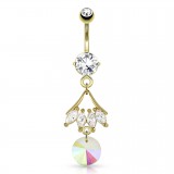 Piercing nombril plaqué-or 95 - Cercle aurora