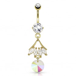 Piercing nombril plaqué-or 95 - Cercle aurora