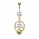 Piercing nombril plaqué or motif crâne gothique (98)