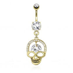 Piercing nombril plaqué-or 98 - Crâne