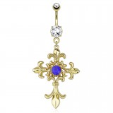 Piercing nombril plaqué-or 99 - Croix médiévale