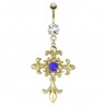 Piercing nombril plaqué-or 99 - Croix médiévale