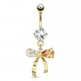 Piercing nombril plaqué-or 100 - Noeud papillon