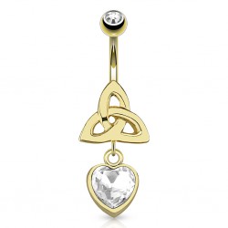Piercing nombril plaqué-or 102 - Celtique et coeur