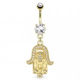 Piercing nombril plaqué-or 103 - Main de fatma