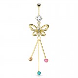 Piercing nombril plaqué-or 104 - Papillon
