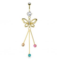 Piercing nombril plaqué-or 104 - Papillon