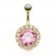 Piercing nombril plaqué-or 107 - Zircone rose