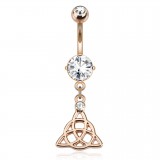 Piercing nombril plaqué-or rose 085 - Tribal celtique