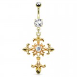 Piercing nombril plaqué-or 112 - Croix médiévale