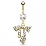 Piercing nombril plaqué-or 114 - Noeud papillon