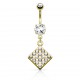 Piercing nombril plaqué-or 121 - Losange multistrass