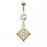 Piercing nombril plaqué-or 121 - Losange multistrass