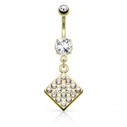 Piercing nombril plaqué-or 121 - Losange multistrass
