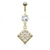 Piercing nombril plaqué-or 121 - Losange multistrass
