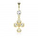 Piercing nombril plaqué-or 123 - Quatre coeurs