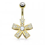 Piercing nombril plaqué-or 162 - Cinq branches multistrass