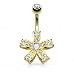 Piercing nombril plaqué-or 162 - Cinq branches multistrass