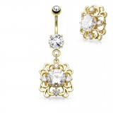 Piercing nombril plaqué-or 158 - Royal zircone rond