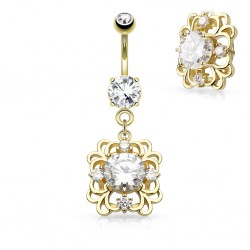 Piercing nombril plaqué-or 158 - Royal zircone rond