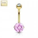 Piercing nombril or 14K 03 - Zircone rond
