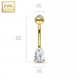 Piercing nombril or 14K 04 - Zircone larme