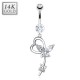 Piercing nombril or 14K blanc 31 - Papillon coeur