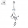 Piercing nombril or 14K blanc 31 - Papillon coeur