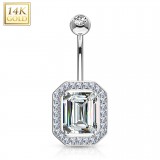 Piercing nombril or 14K blanc 27 - Deluxe rectangle