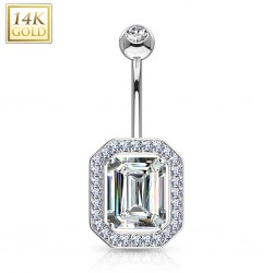 Piercing nombril or 14K blanc 27 - Deluxe rectangle