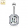 Piercing nombril or 14K blanc 27 - Deluxe rectangle