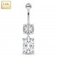 Piercing nombril or 14K blanc 24 - Rectangle