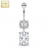 Piercing nombril or 14K blanc 24 - Rectangle