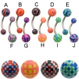 Piercing nombril UV 11 - Checker bicolore B