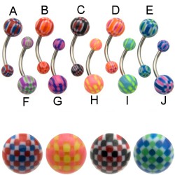 Piercing nombril UV 11 - Checker bicolore B
