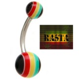 Piercing nombril cannabis 02 - Acrylique rasta