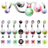 Piercing nombril UV 37 - Papillon peint