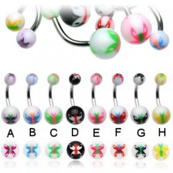 Piercing nombril UV 37 - Papillon peint