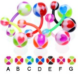 Piercing nombril UV 38 - Flexible fleur peinte