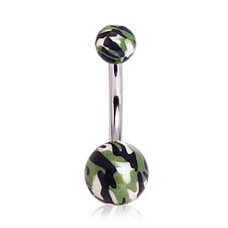 Piercing nombril UV 119 - Camouflage kaki et noir