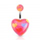 Piercing nombril UV avec motif coeur rose (112)