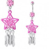 Piercing nombril attrape rêve 03 - étoile rose
