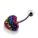 Piercing nombril cristal 30 - Férido coeur multicolore