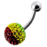 Piercing nombril cristal 46 - Férido rasta boule