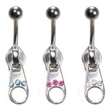 Piercing nombril zip trois strass (D03)