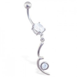 Piercing nombril virgule et zircone (D104)